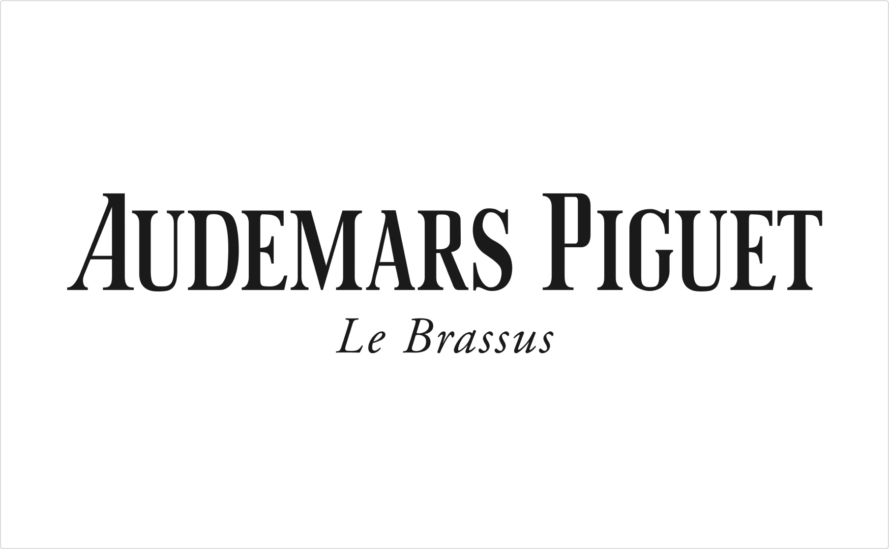 Audemars Piguet watch brand typography logo in black serif letters demonstrating luxury logo typography design