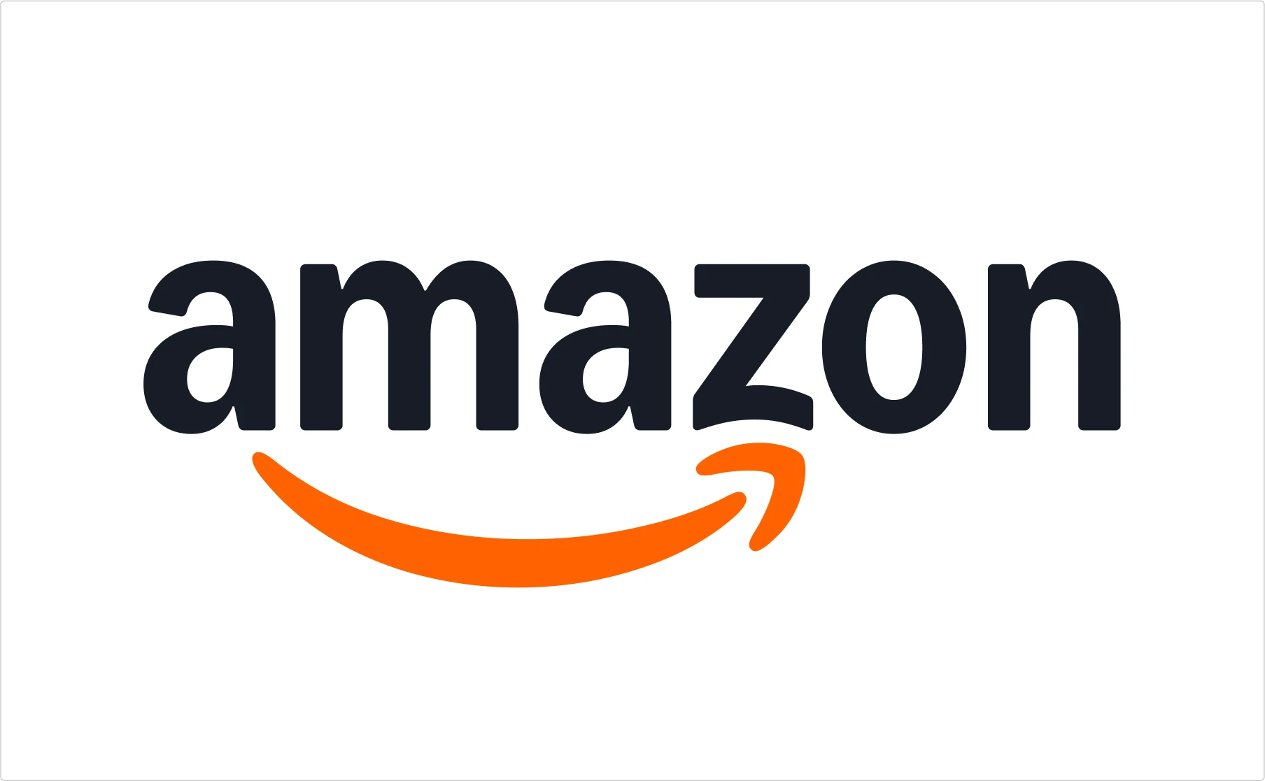 Amazon typography logo in black sans-serif with orange smile arrow underneath demonstrating iconic font logo design