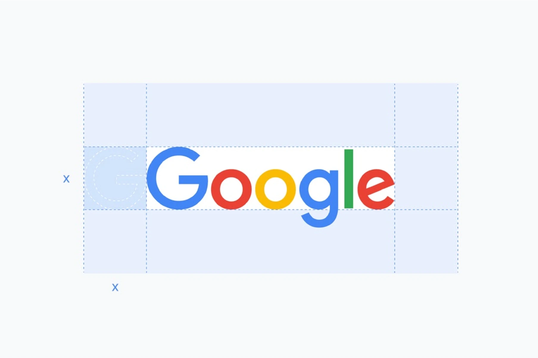 Google colorful typography logo with custom sans-serif letterforms in blue, red, yellow, and green demonstrating playful logo typography