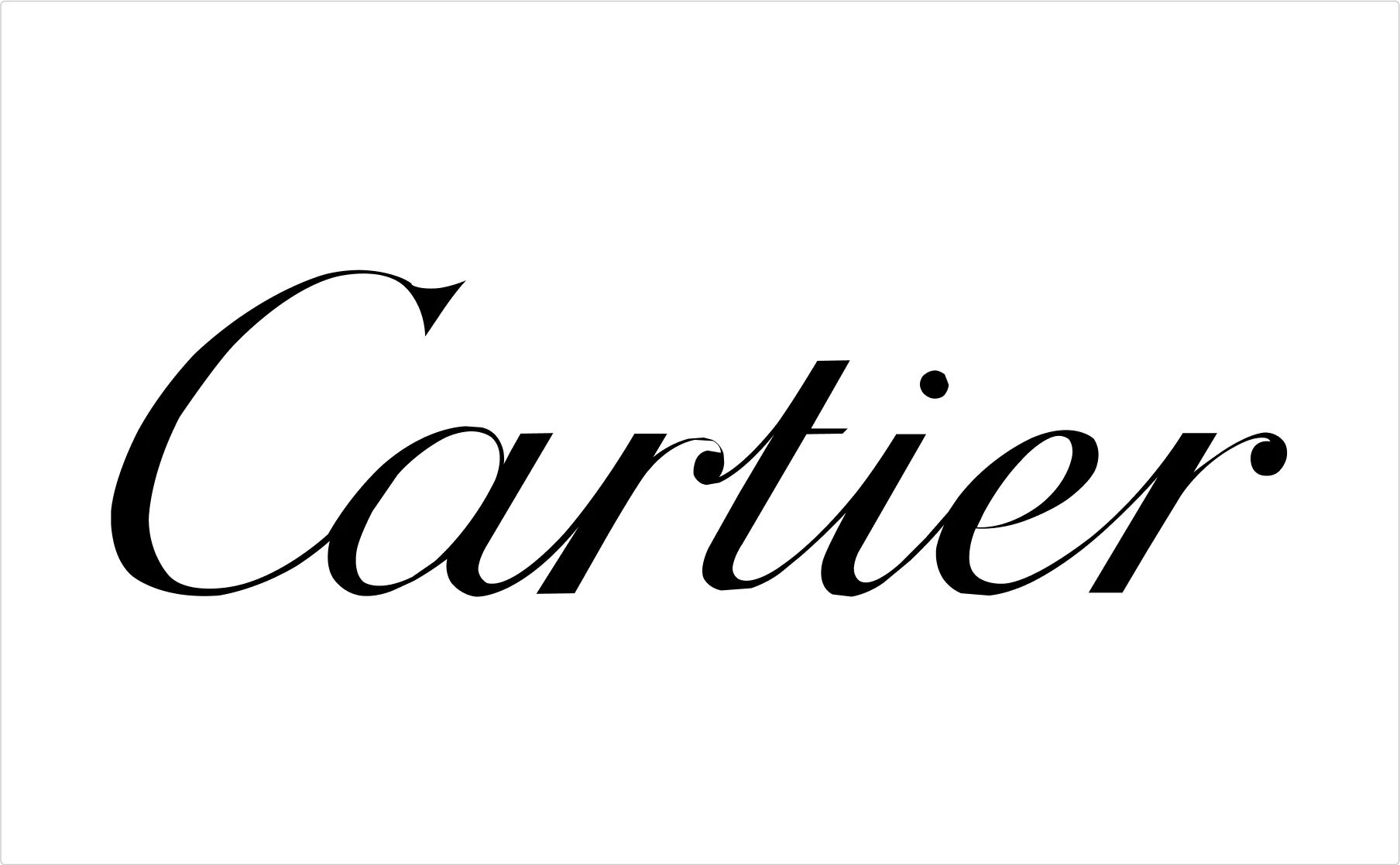 Cartier elegant script typography logo in black demonstrating luxury jewelry brand lettering design