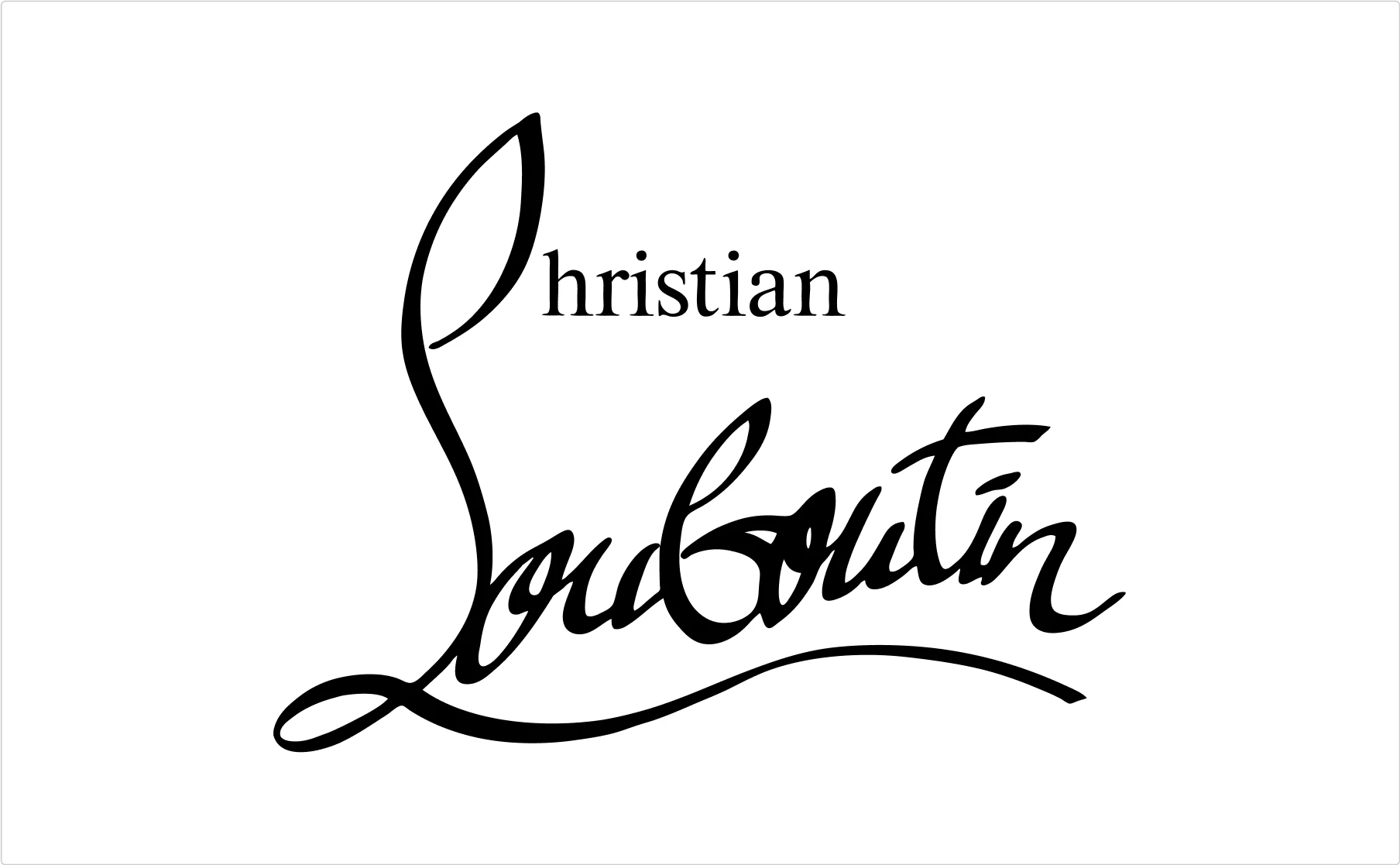 Christian Louboutin mixed typography logo combining script and serif fonts demonstrating designer fashion lettering
