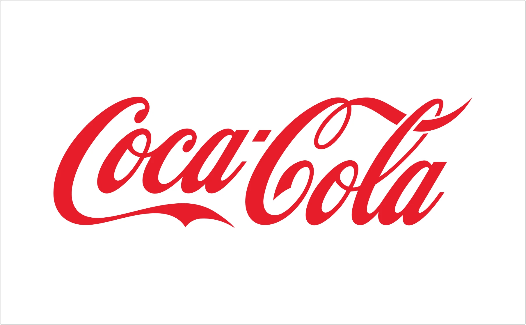 Coca-Cola classic red script typography logo featuring flowing cursive letterforms demonstrating iconic font logo design principles