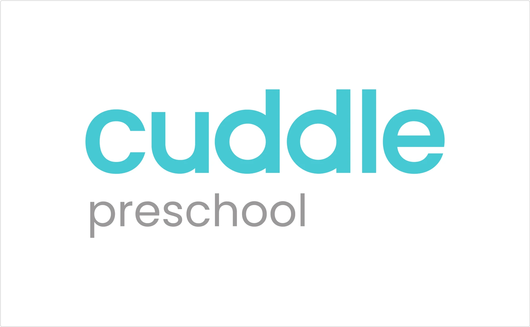 Cuddle preschool logo featuring friendly teal and gray type treatment for early childhood education branding