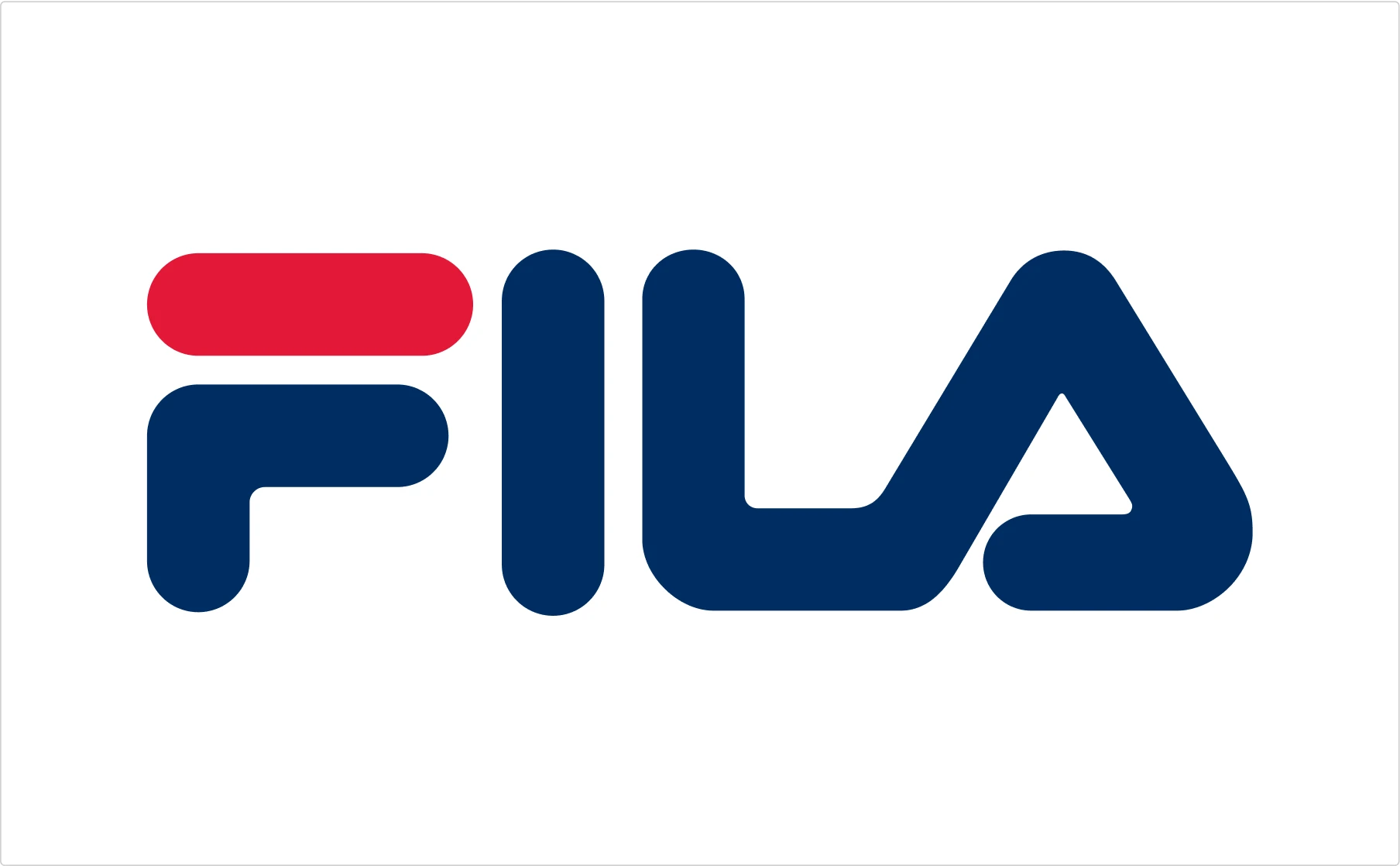 Fila sportswear brand bold typography logo in navy and red demonstrating athletic apparel wordmark