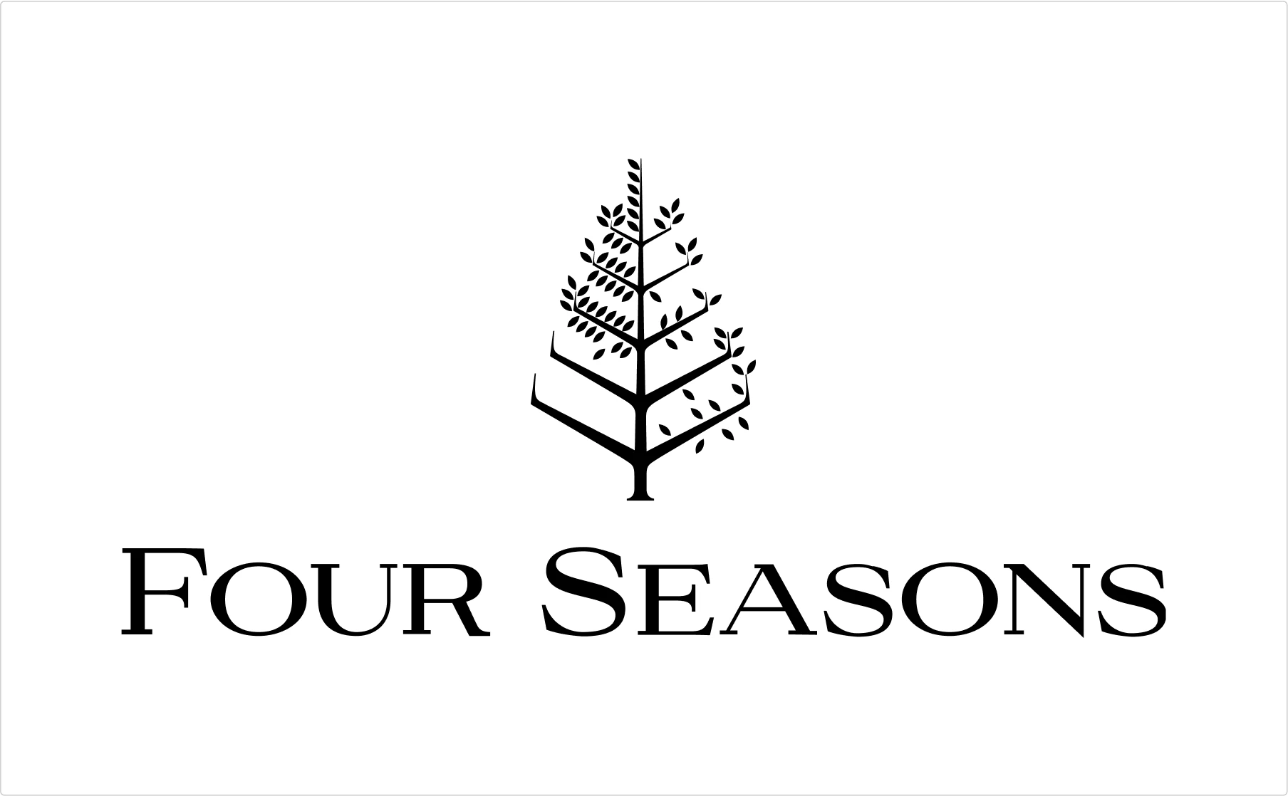 Four Seasons luxury hotel brand featuring refined serif typeface with elegant tree symbol above text