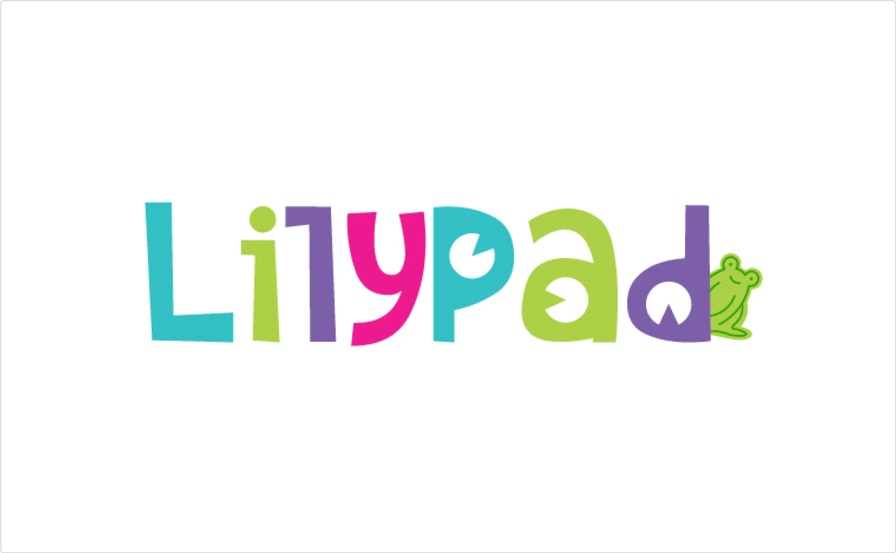 Lilypad colorful playful lettering design with each letter in different bright colors for children's brand