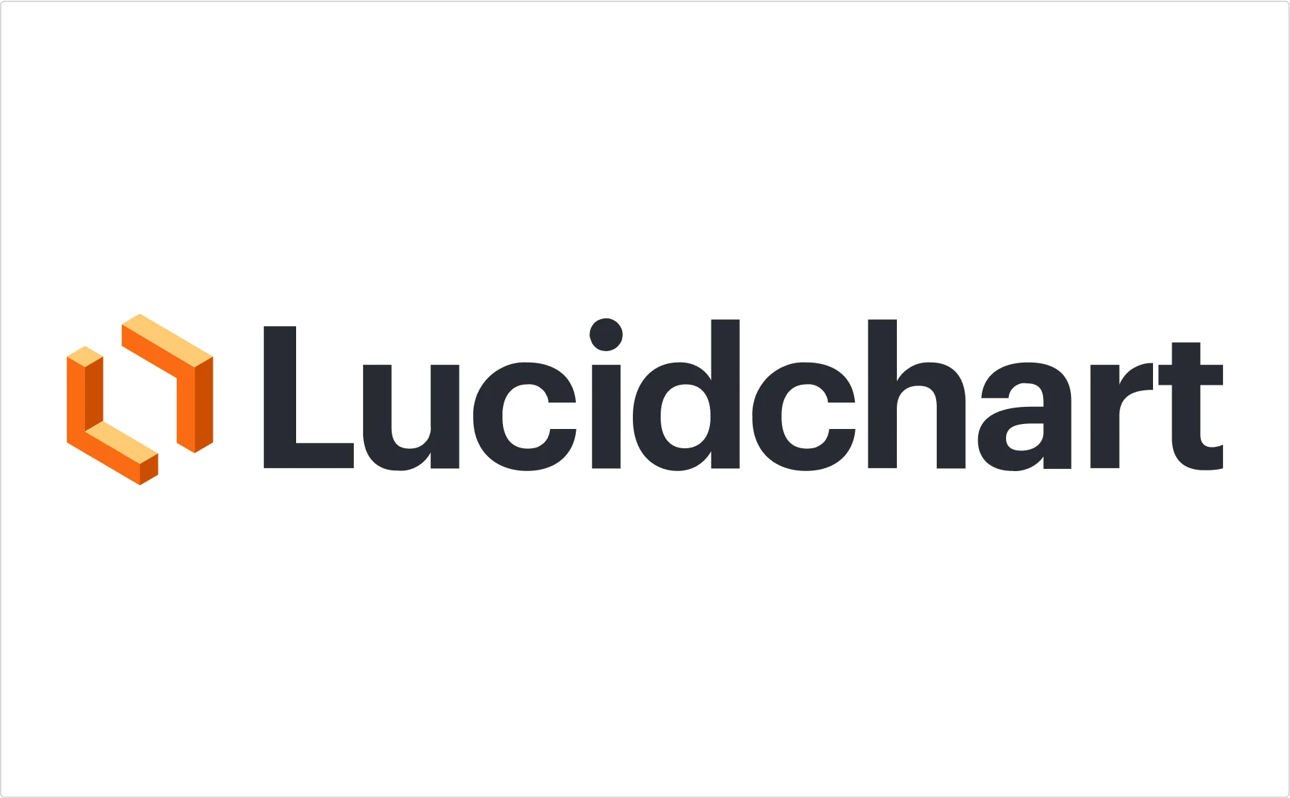Lucidchart software logo featuring orange geometric symbol with modern sans-serif text demonstrating SaaS product branding