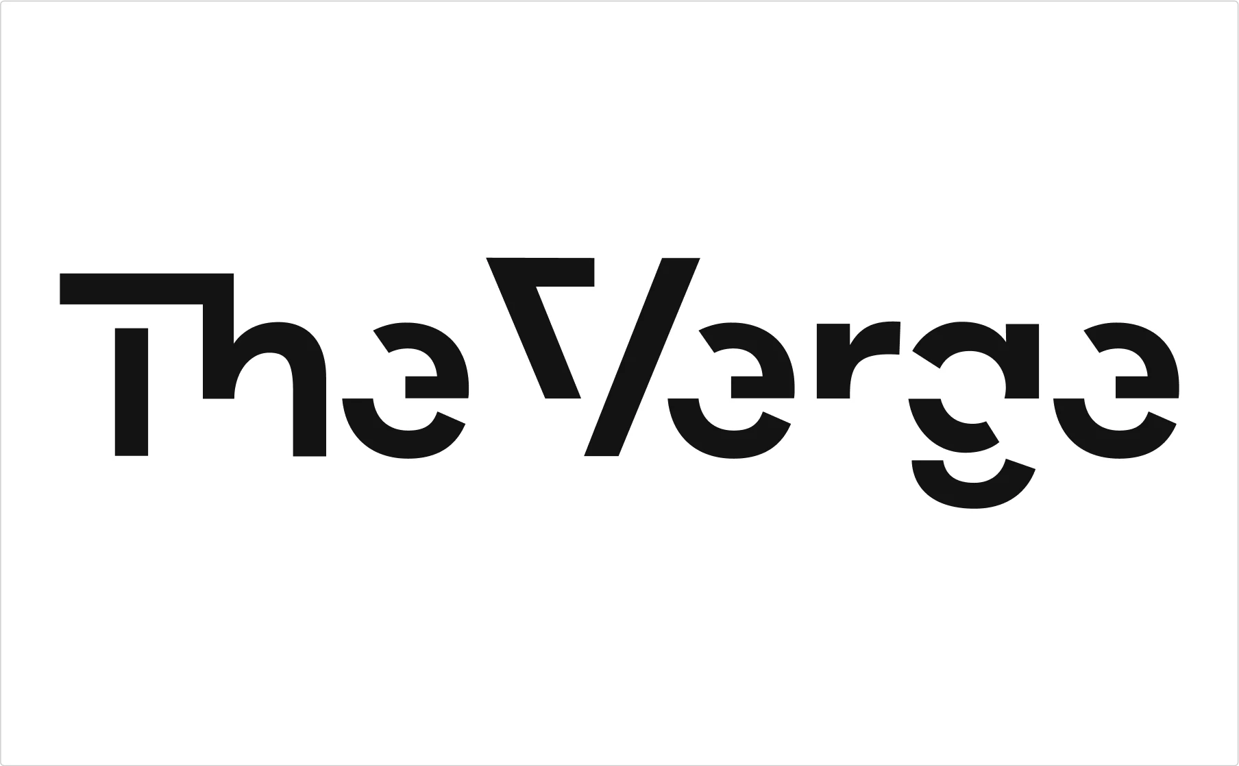 The Verge technology publication distinctive geometric typography logo in black custom lettering