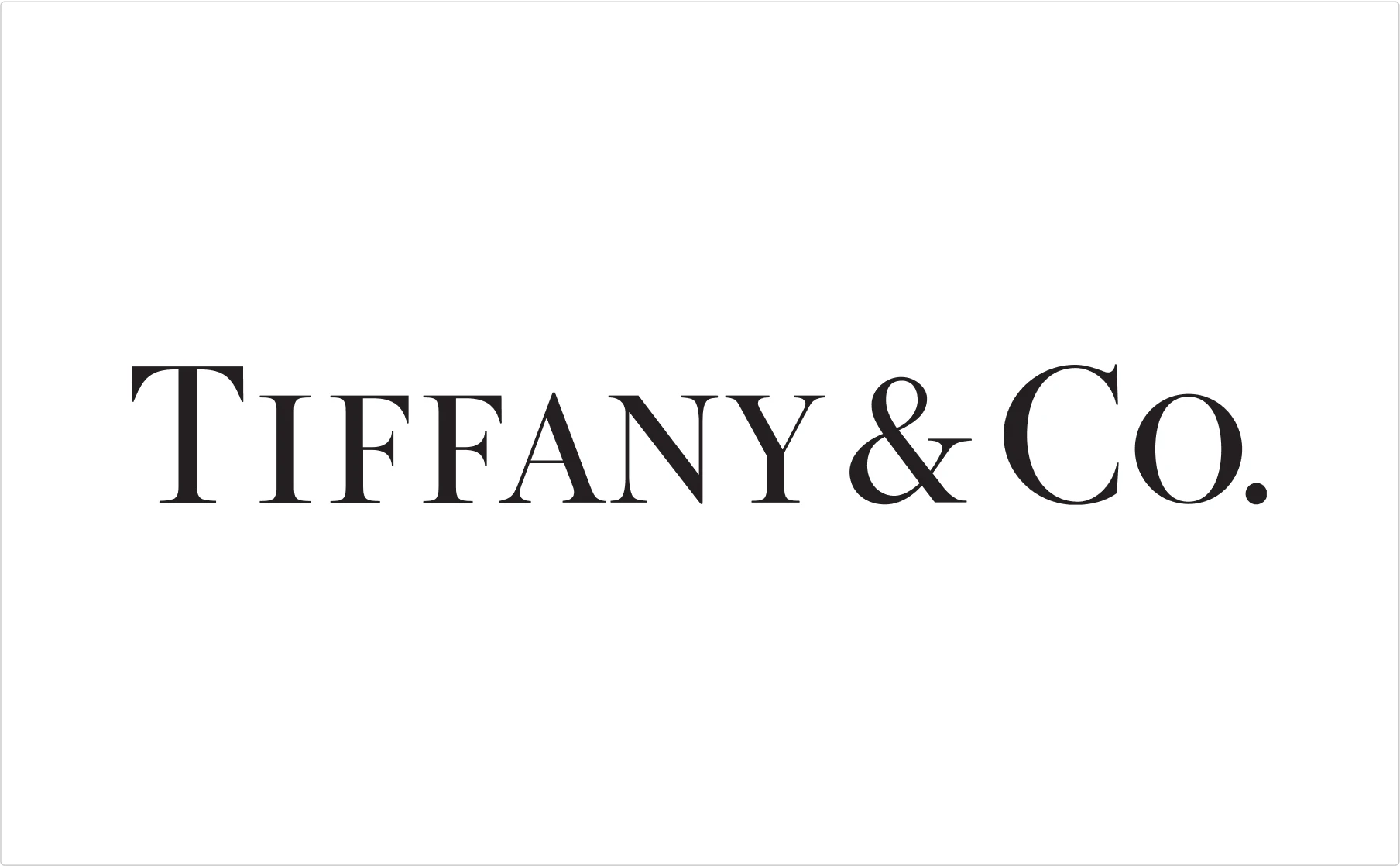 Tiffany & Co classic serif typography logo in black demonstrating luxury jewelry brand wordmark design