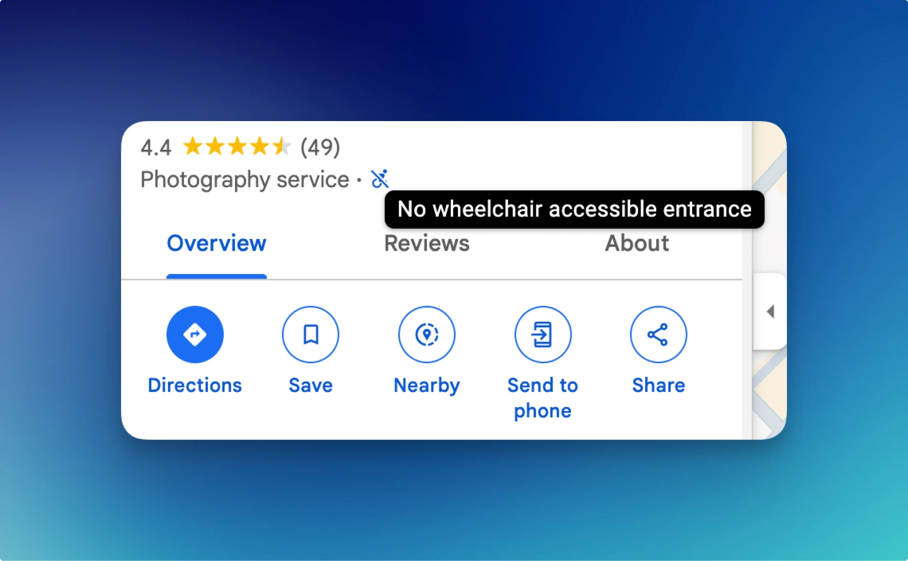 google maps UX design accessibility tag on google maps