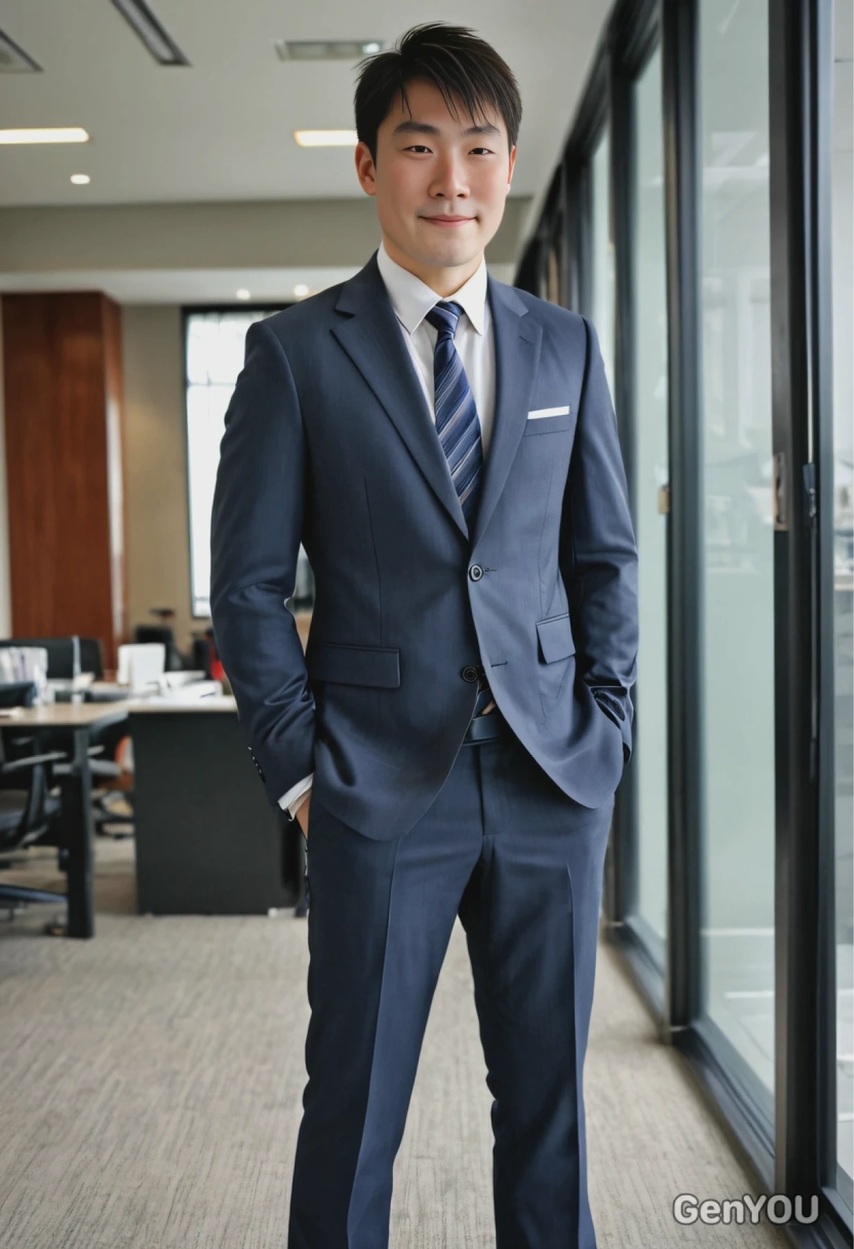 navy blue suit for professional headshot