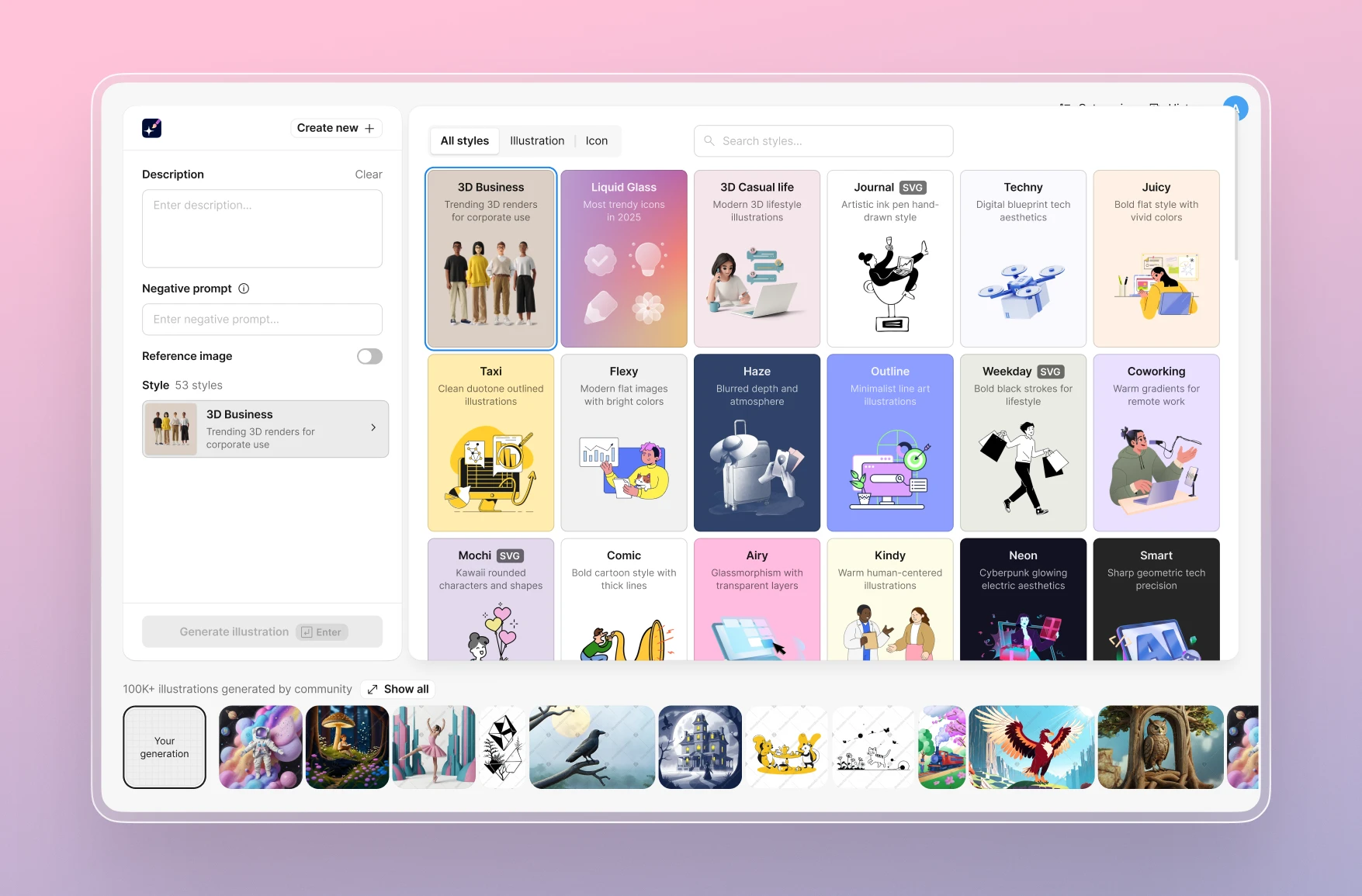 illustration styles in ai illustration generator