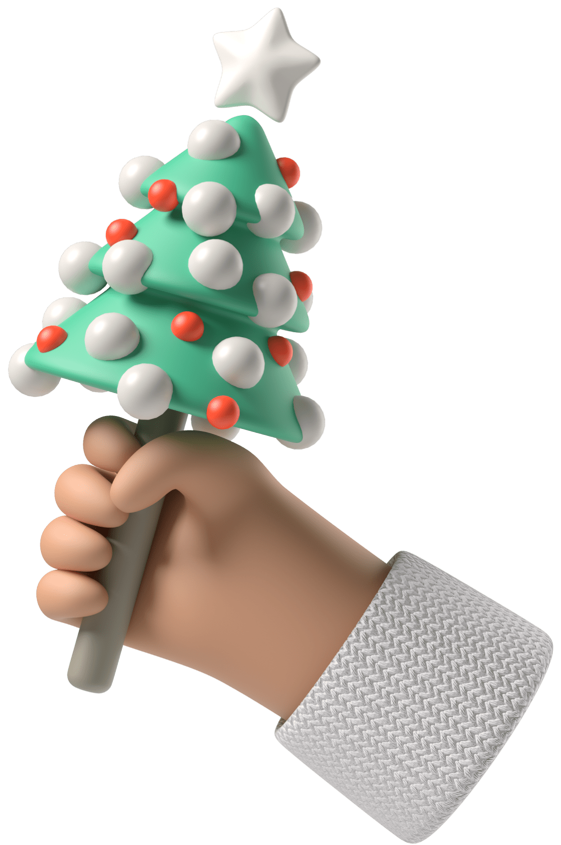 3D hand model with christmas tree